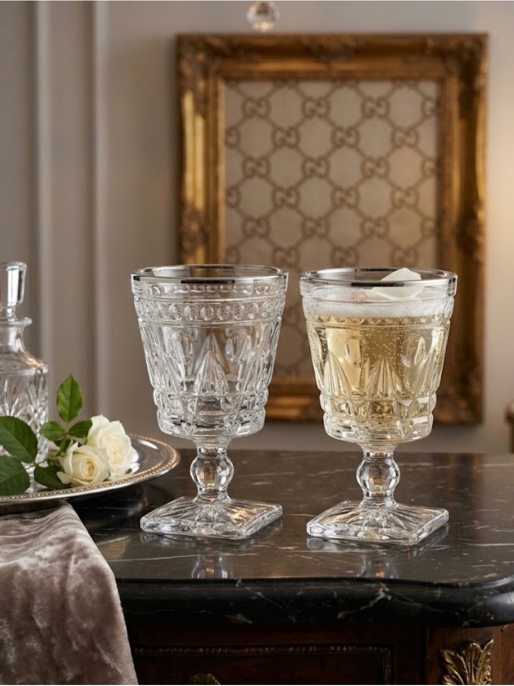 Vintage Indiana Glass Colony Park Lane Clear Goblets - Set of 2